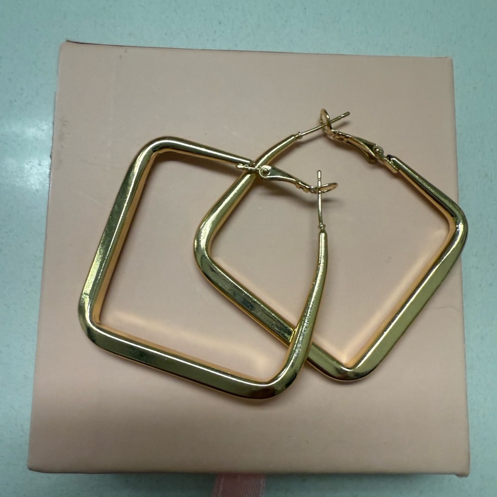 Gold Square Hoop Earrings